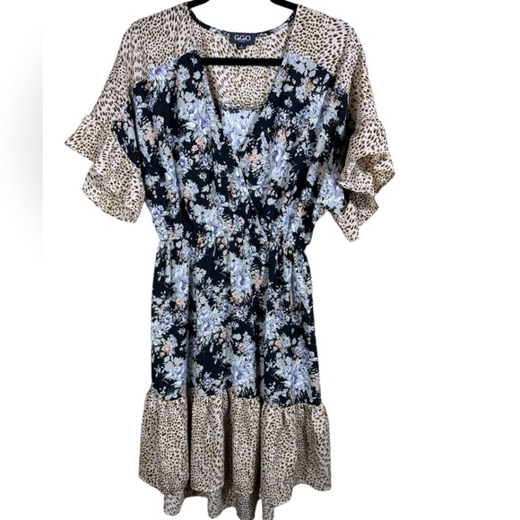 GiGiO Ruffle Sleeves Fall Design V-Neck Floral Summer Spring Dress Women's Sz S - Picture 6 of 8